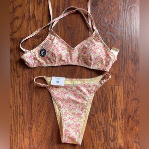 Aeropostale yellow floral bikini set